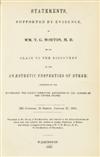ANESTHESIA. U.S. 32nd Congress, 2nd Session. Statements . . . of Wm. T. G. Morton, M.D. on his Claim [etc.]. 1853. Inscribed by Morton.
